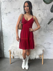 RD STYLE Sharlyn Shirred Tie Back Mini Dress