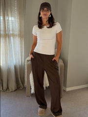 DEX Straight Leg Brown Checkered Pant