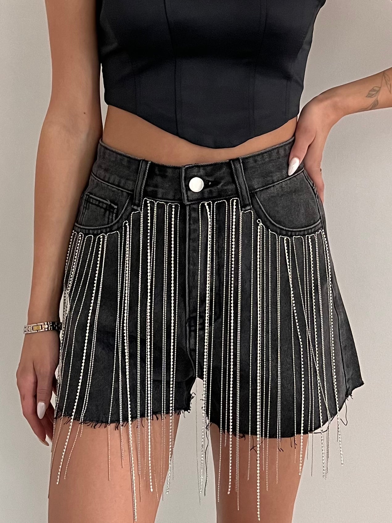 ★2025SS新作★RONRON★FLORAL FRINGE DENIM SHORTS B1A30B68-F598-4655-BDC8-