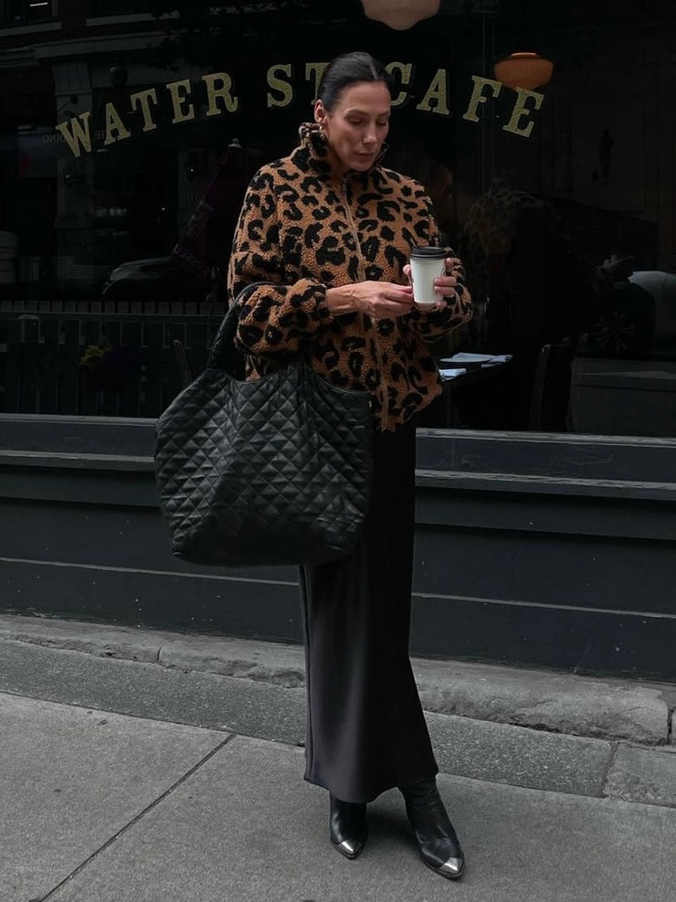 BRUNETTE THE LABEL Leopard Sherpa Jacket