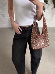 27 Faux Leather Studded Tote Bag