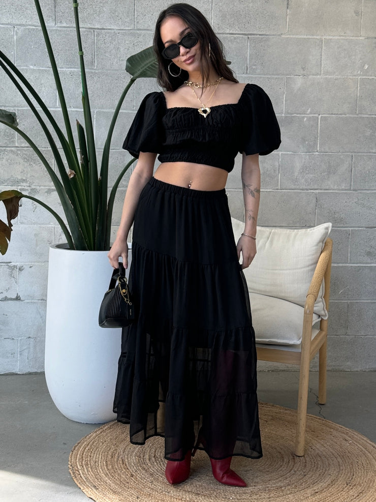 NOISY MAY Fairy Tiered Chiffon Maxi Skirt