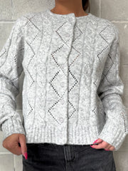 RD STYLE Jocasta Crewneck Cable Knit Cardigan