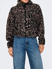 ONLY Lana Leopard Print Sherpa Jacket