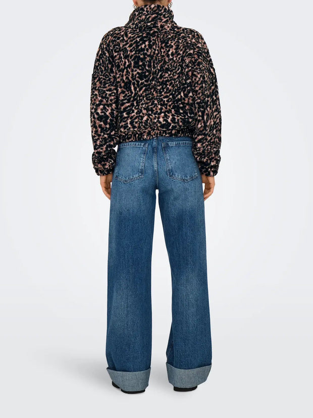 ONLY Lana Leopard Print Sherpa Jacket