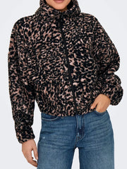 ONLY Lana Leopard Print Sherpa Jacket