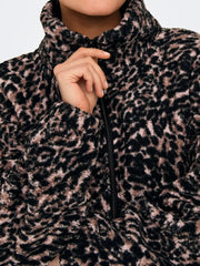 ONLY Lana Leopard Print Sherpa Jacket