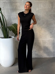 BLACK TAPE Textured Drop Shoulder Top and Wide Leg Pant Set