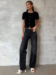 RD STYLE Sophie Short Sleeve Button-Front Top