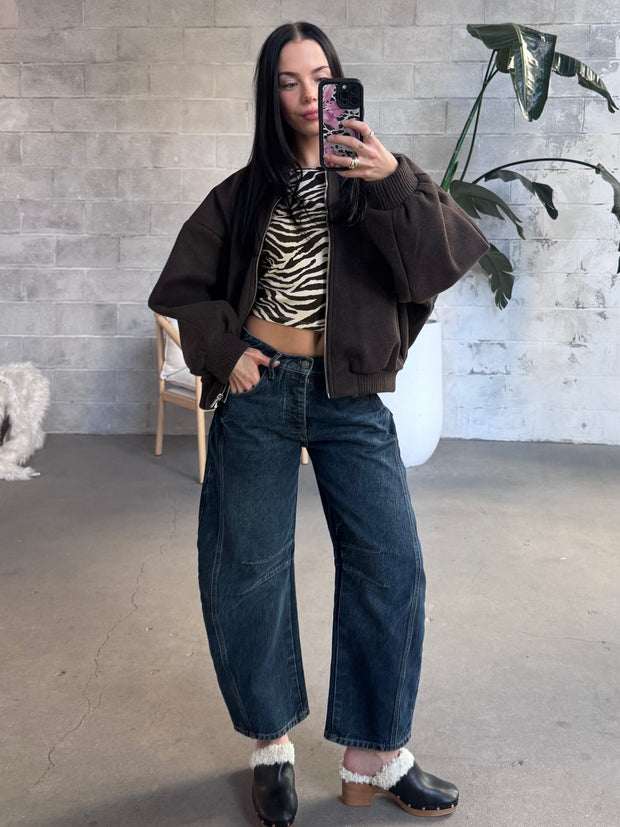 C'EST MOI Front Zip Bomber Jacket