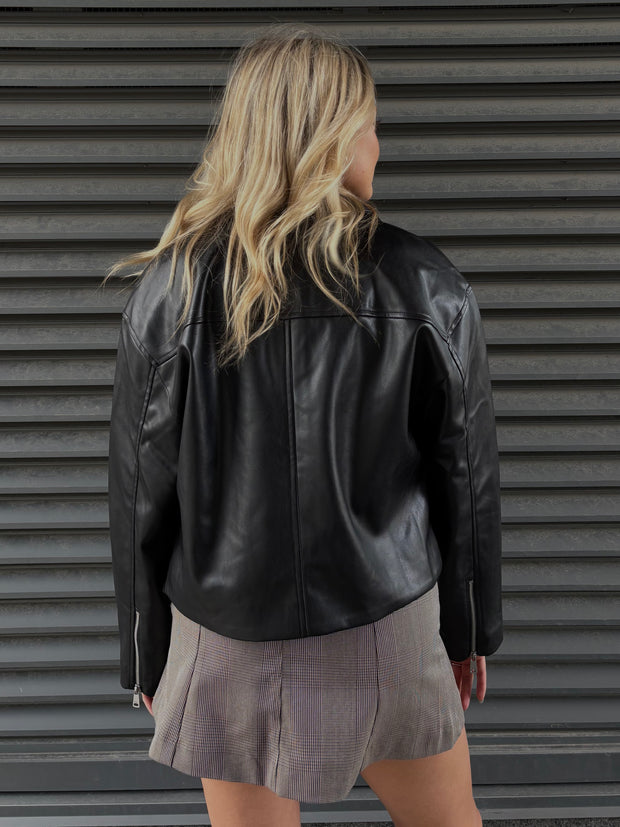 ONLY Nicki Faux Leather Zip Up Jacket