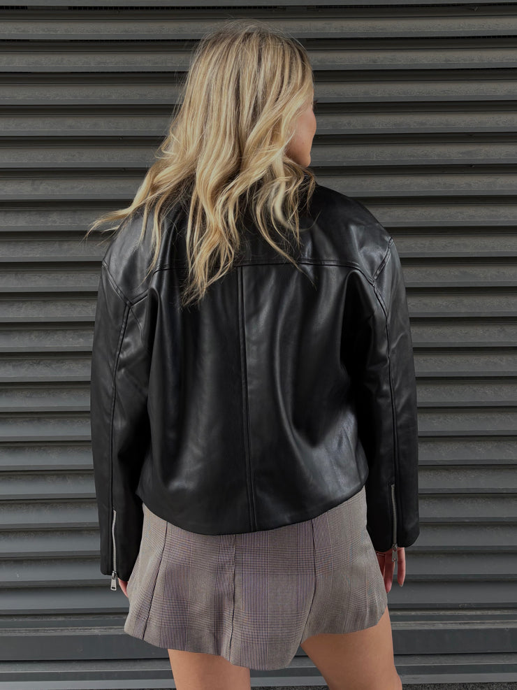ONLY Nicki Faux Leather Zip Up Jacket