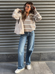 DEX Half Zip Cable Knit Sweater