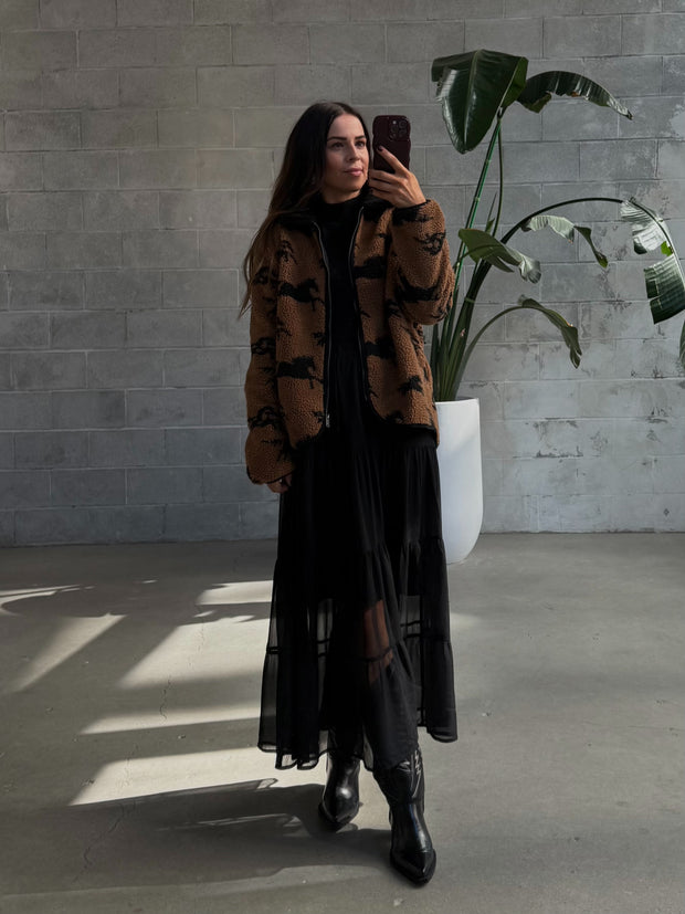 RD STYLE Jolene Horse Print Sherpa Jacket
