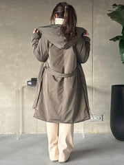 DEX Belted Puffer Hooded Trench Coat