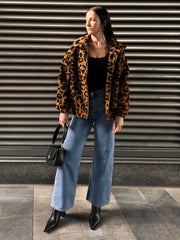 BRUNETTE THE LABEL Leopard Sherpa Jacket