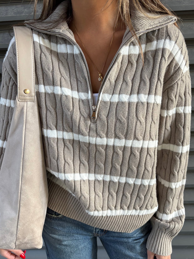DEX Half Zip Cable Knit Sweater