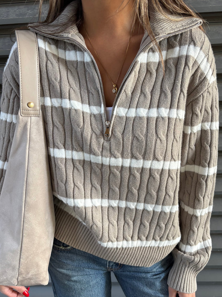 DEX Half Zip Cable Knit Sweater
