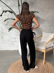 PIECES High Waisted Wide Leg Drawstring Pant