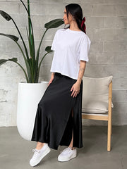 BLACK TAPE Satin Maxi Skirt