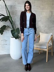 DEX Floral Embroidered Open Cardigan