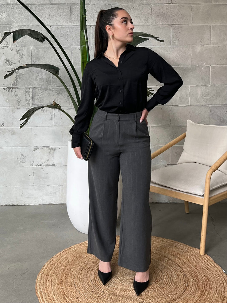 BLACK TAPE Wide Leg Pinstripe Trouser