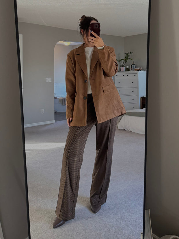 DEX Straight Leg Brown Checkered Pant