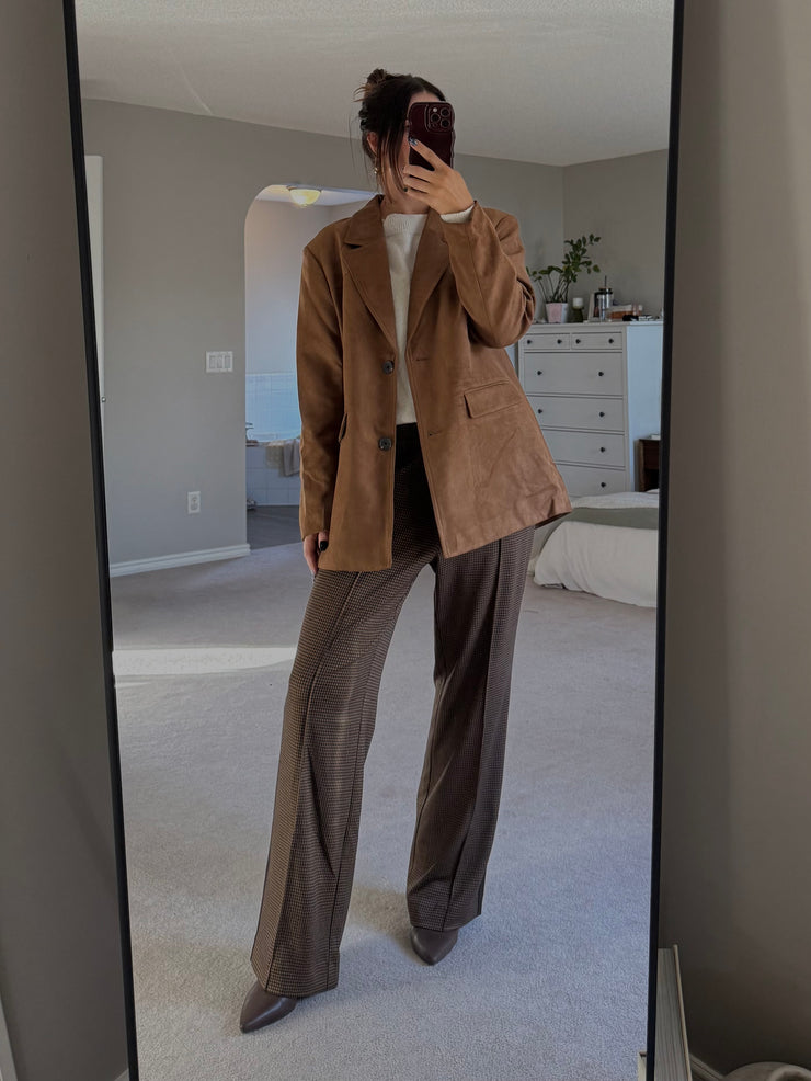 DEX Straight Leg Brown Checkered Pant