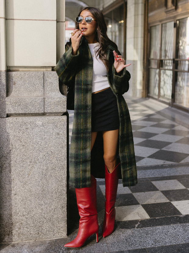 NOISY MAY Christina Plaid Peacoat