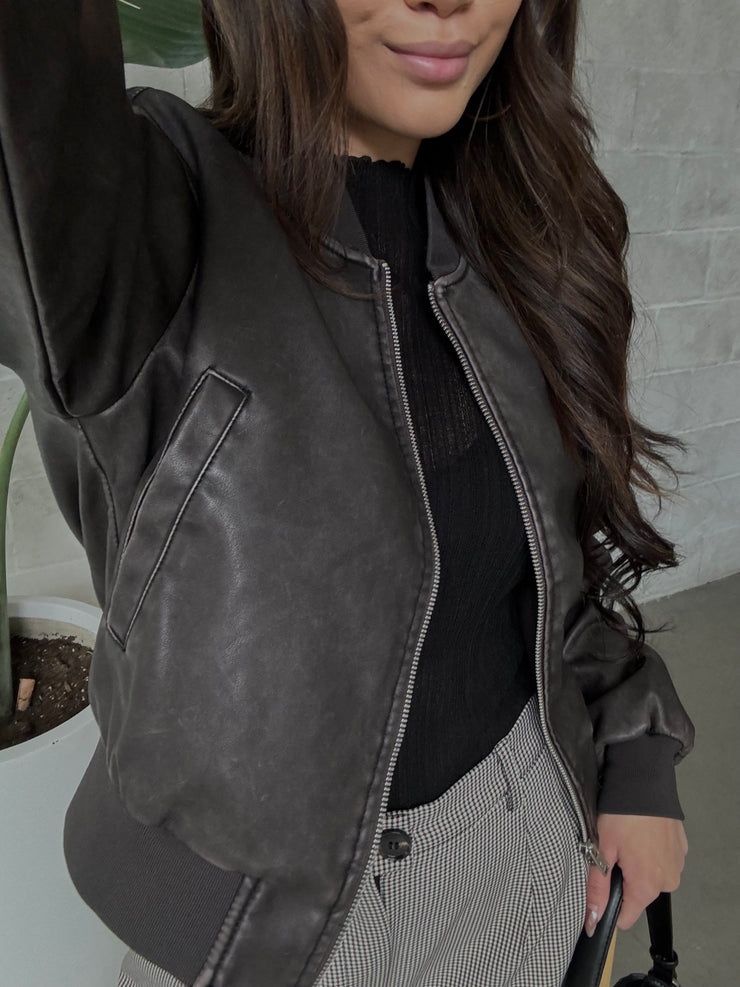 ONLY Jade Faux Leather Bomber Jacket