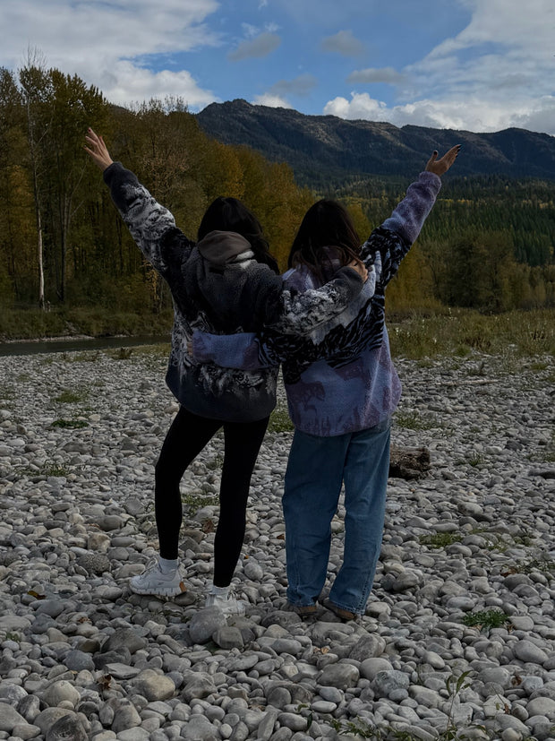 KUWALLA "Horsey Time" and "Wolf Pack" Unisex Sherpa Zip Up Jackets