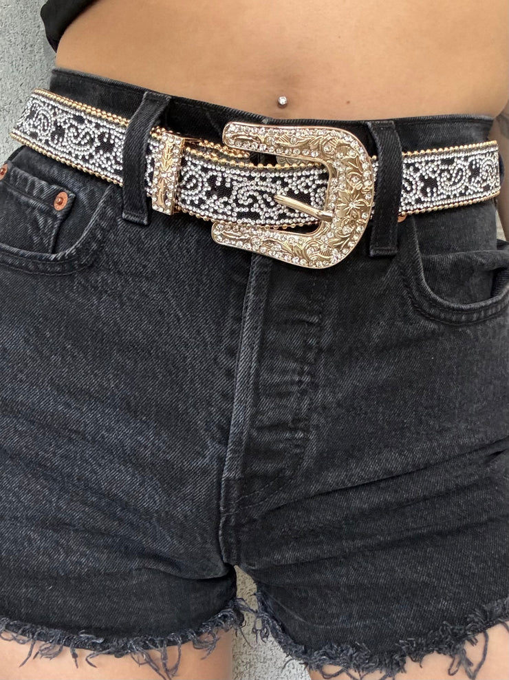 27 Paisley Rhinestone Western Belt
