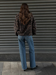 ONLY Lana Leopard Print Sherpa Jacket