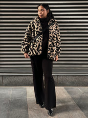 BRUNETTE THE LABEL Leopard Sherpa Jacket