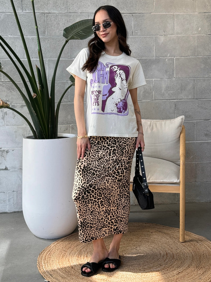 NOISY MAY Avery Leopard Midi Skirt