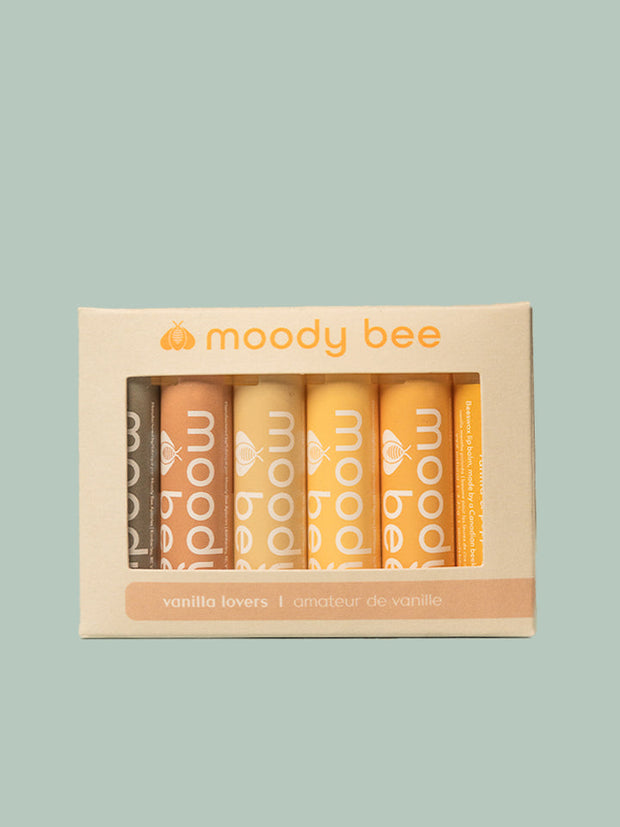 MOODY BEE Handcrafted Beeswax Lip Balm - 6 Pack Boxed Set