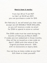$ DOUBLE DOLLAR DAYS $