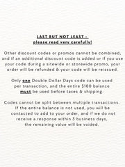 $ DOUBLE DOLLAR DAYS $