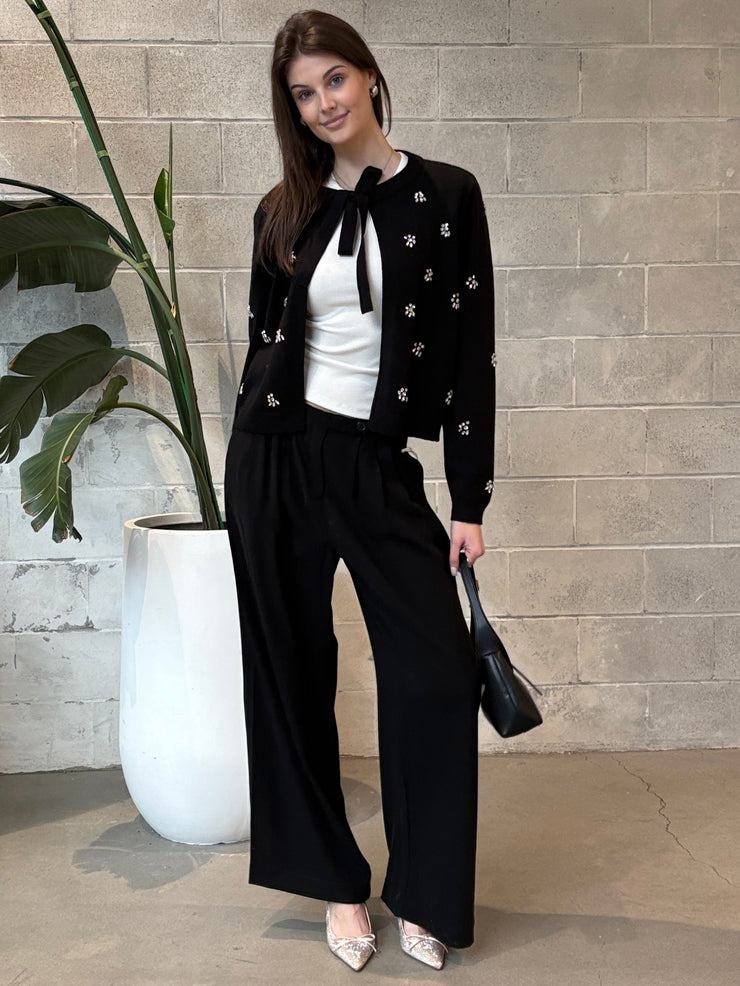 DEX Embellished Tie Front Cardigan