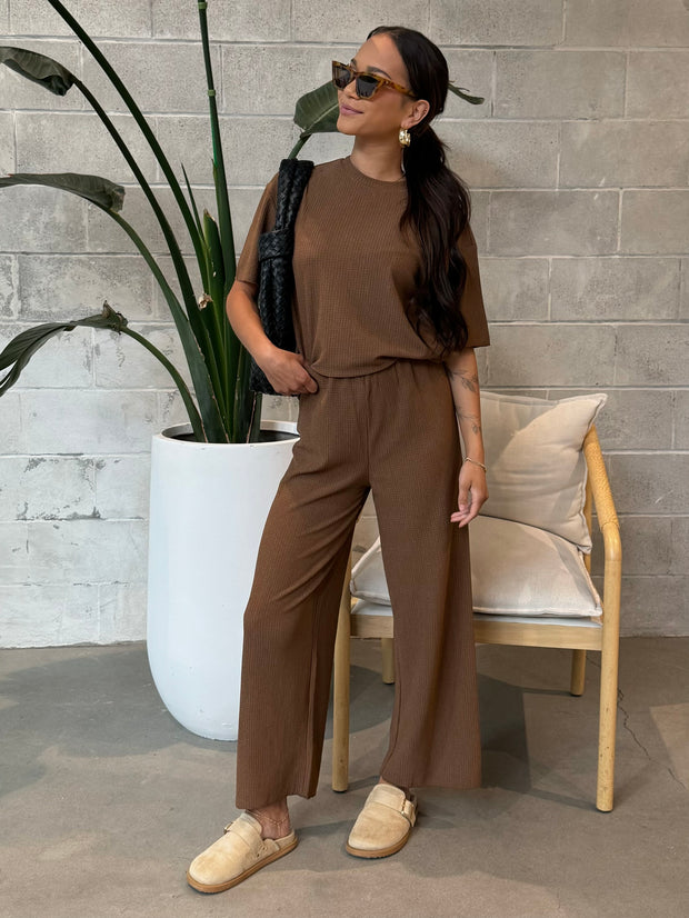 DEX Textured Top and Culotte Pant Set