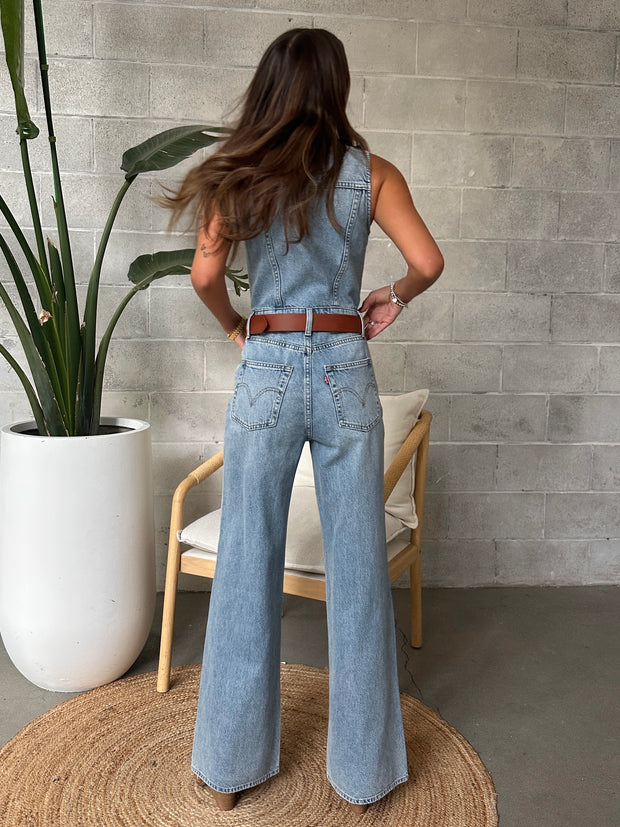 LEVI'S Denim Vest Wide Leg Jumpsuit