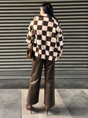 BRUNETTE THE LABEL Checkerboard Sherpa Jacket