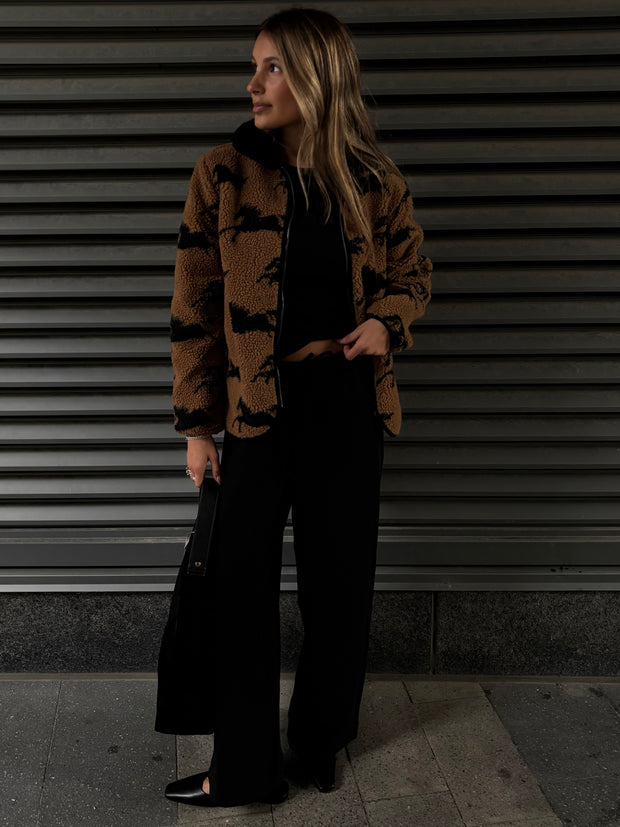 RD STYLE Jolene Horse Print Sherpa Jacket