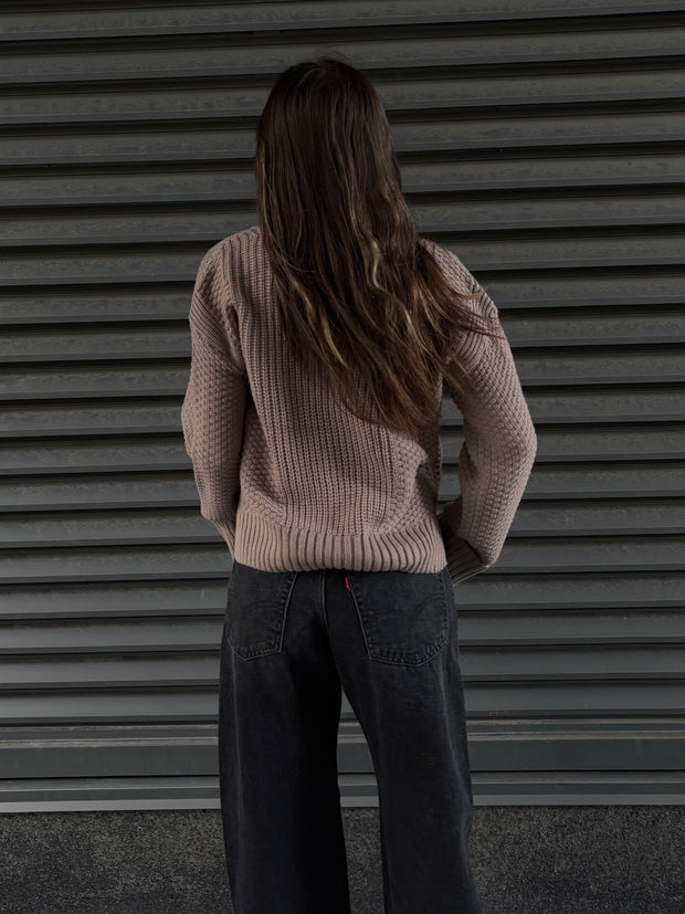 DEX Cuffed Sleeve Textured Cardigan