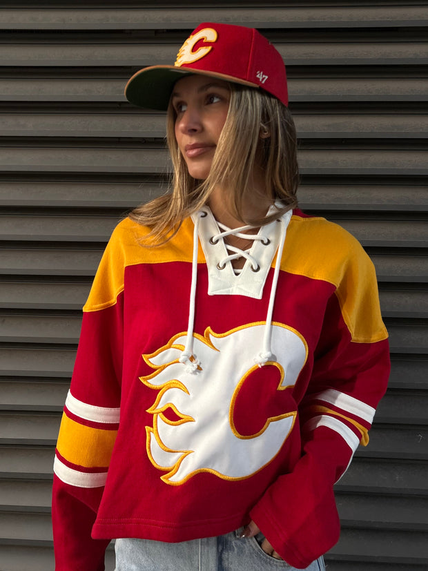 '47 BRAND NHL Calgary Flames '47 Cropped Superior Lace Hoodie