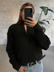 ROOM 34 Half Zip Cable Knit Sweater