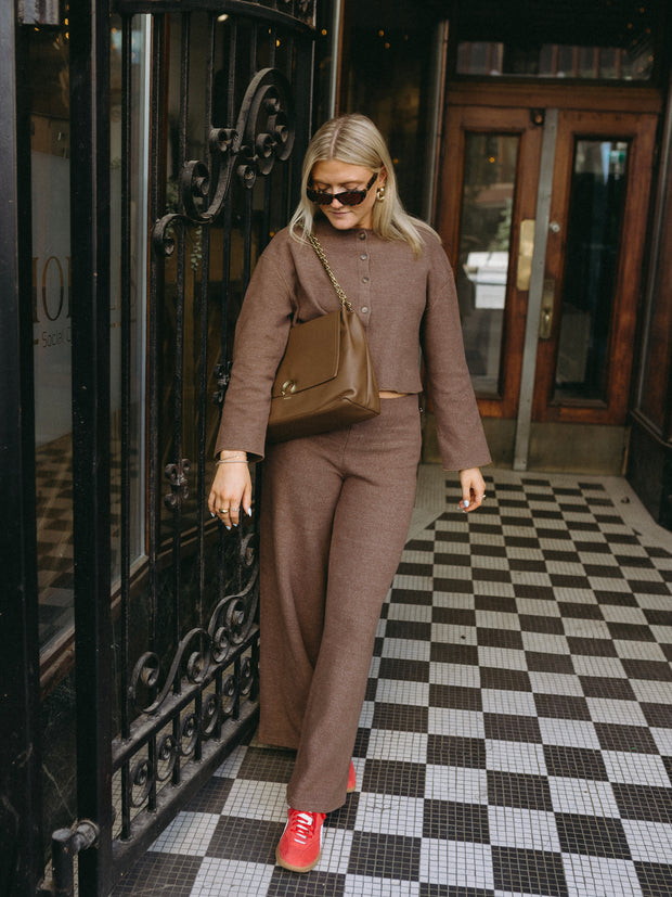 ROOM 34 Rib Knit Cardigan & Wide Leg Pant Set