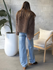 C'EST MOI Faux Fur Cropped Jacket