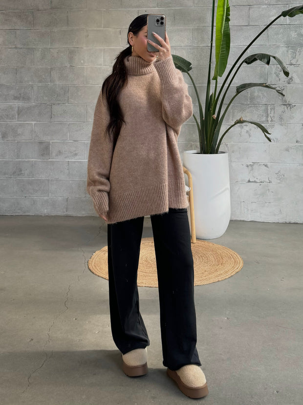 C'EST MOI Knit Turtleneck Long Tunic Sweater