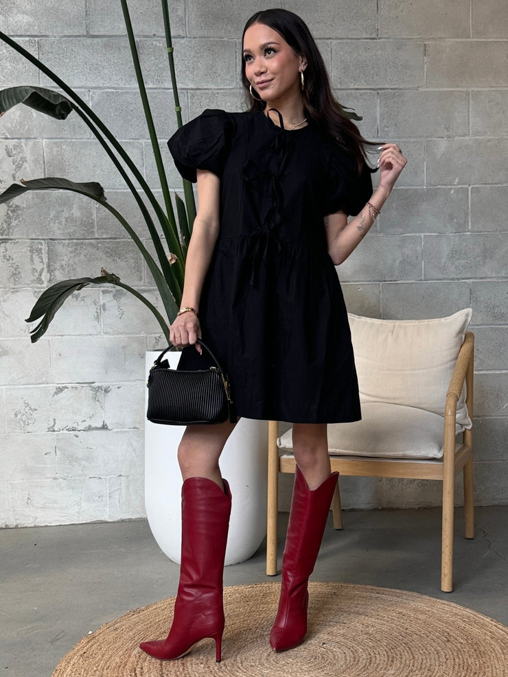 RD STYLE Tally Puff Sleeve Tie Front Dress RD STYLE Tally Puff Sleeve Tie Front Dress
